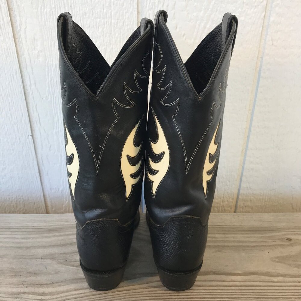 Diamond J Lizard Print Womens Black Leather Cowboy Western Boots 7 B 7034L - Picture 14 of 14